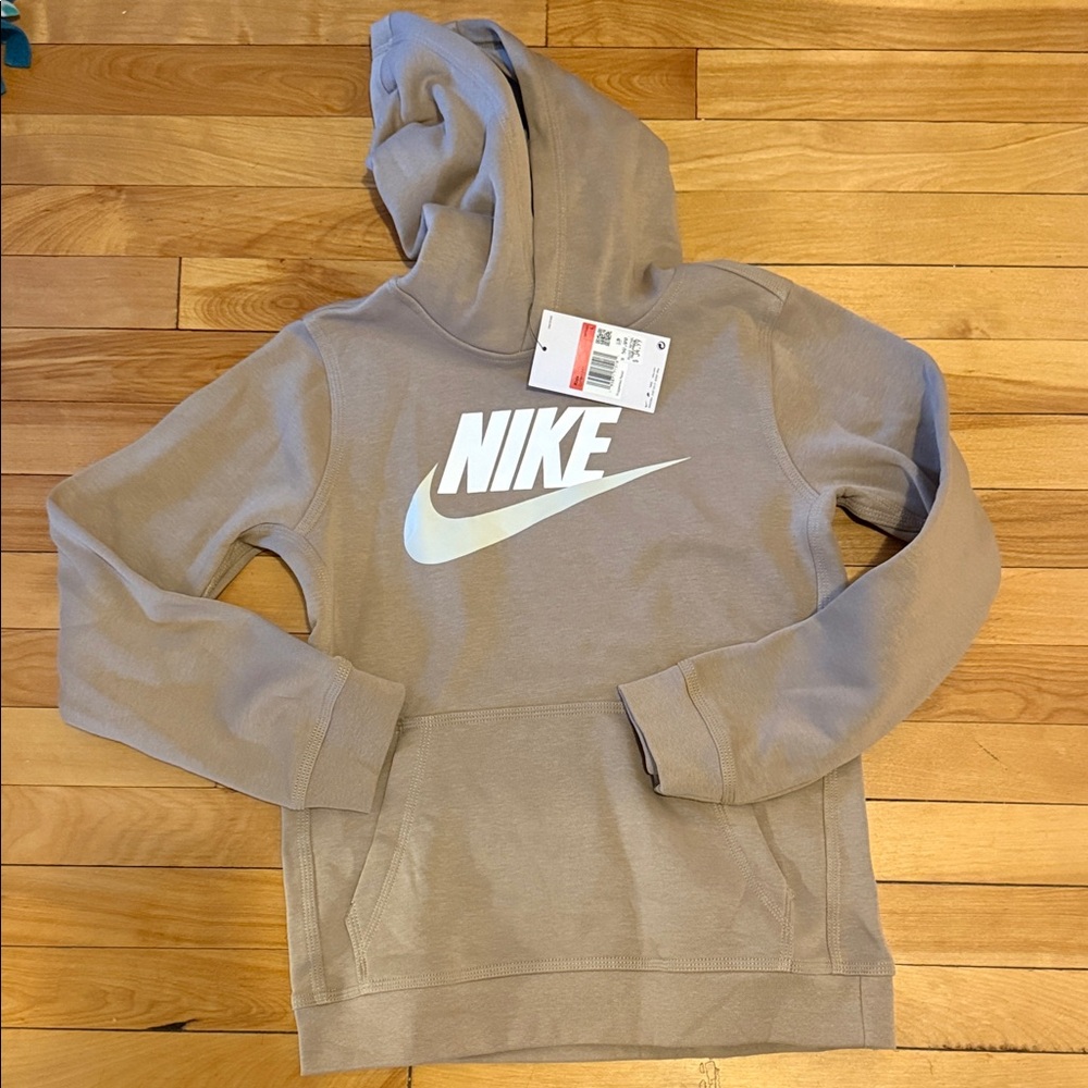 Nike Hoodie in Taupe with White Logo